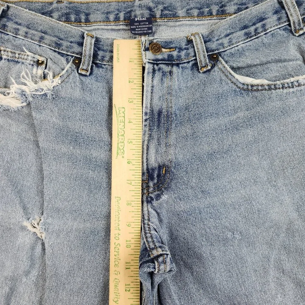 Mens 34x32 Distressed VTG Cowboy Cut Denim Jeans Classic Grunge‎ Workwear Pants
